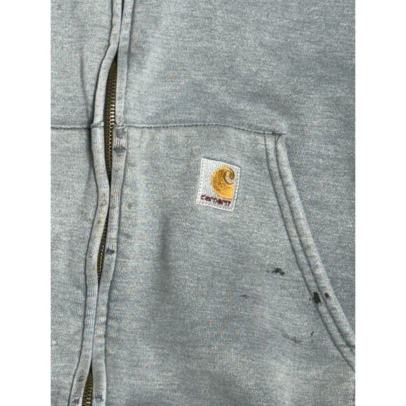 Vintage Carhartt Full Zip Distressed Faded Hoodie Sweatshirt Mens XL Heavy Blue - Picture 6 of 7